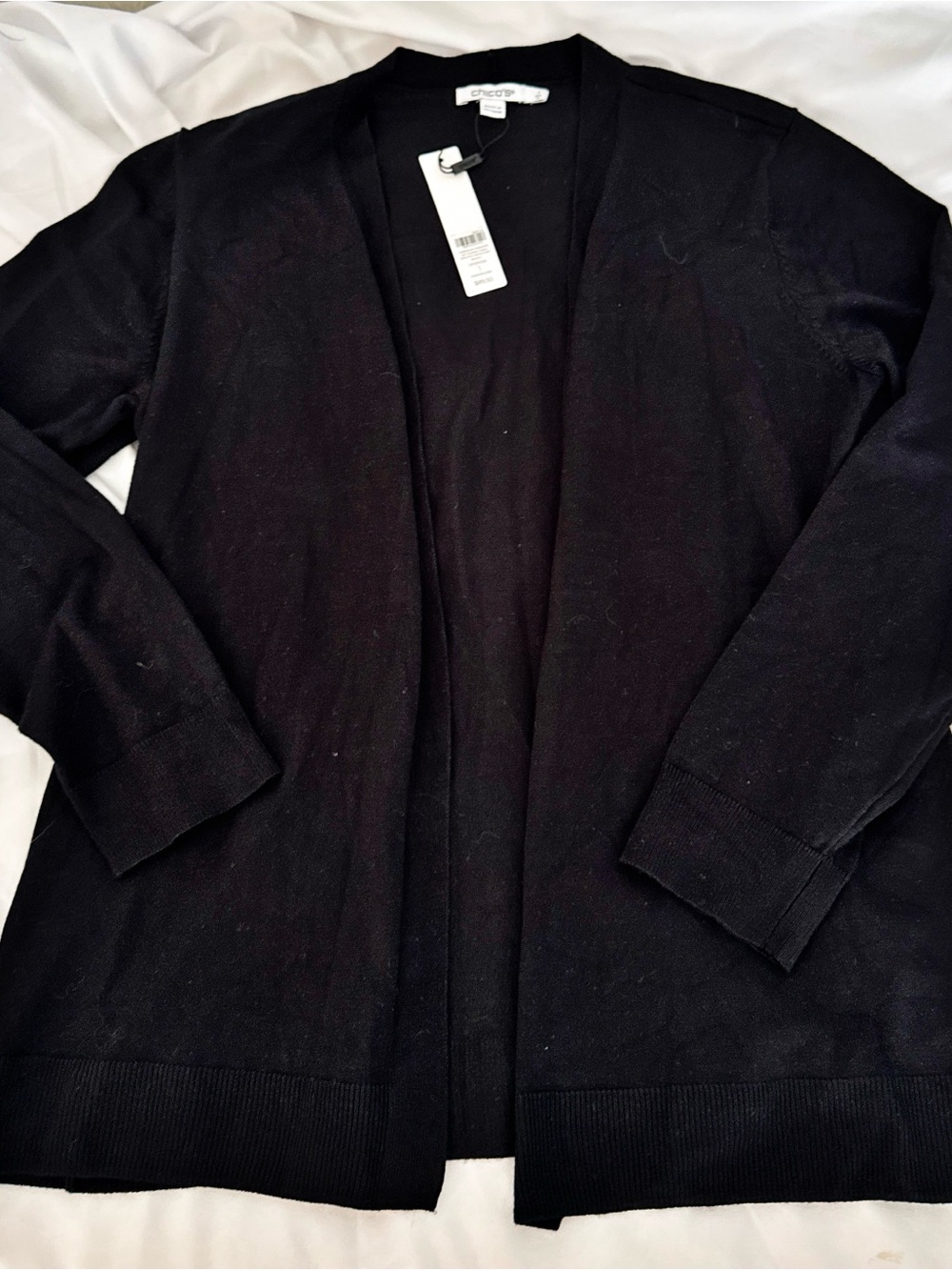 Chico's Women's Black Open-Front Cardigan Sweater